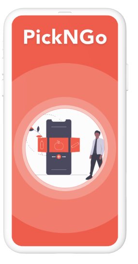 PickNGo App-Startbildschirm auf einem Smartphone