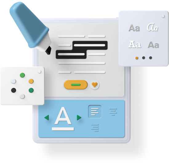 3D-Illustration des SmallPond-Rechner-Interfaces mit Buchstaben-Icons