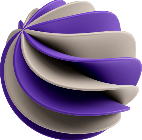 Abstrakte violett-beige 3D-Skulptur aus geschwungenen Formen