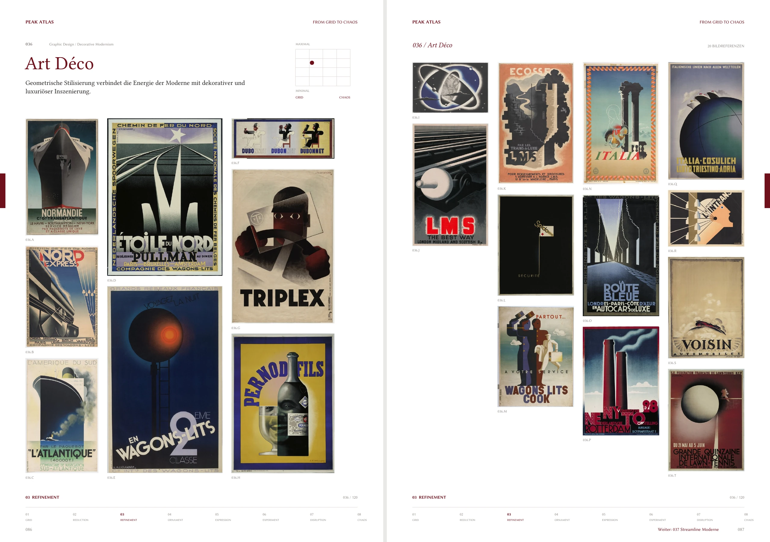 Doppelseite 86–87: Art Déco mit dekorativen historischen Plakatreferenzen