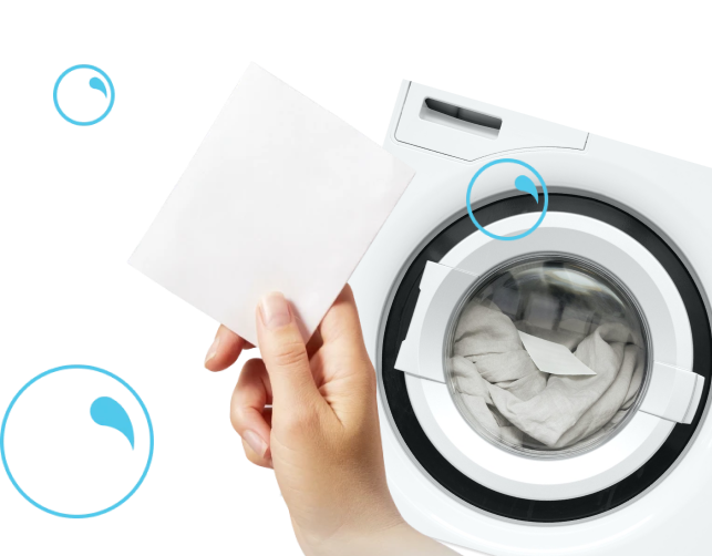 Waschmaschine mit bluu Waschstreifen – 3D-Illustration