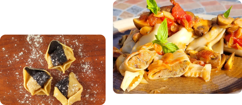 Frisch zubereitete gefüllte Pasta-Spezialitäten der Pastamanufaktur Zia Pina